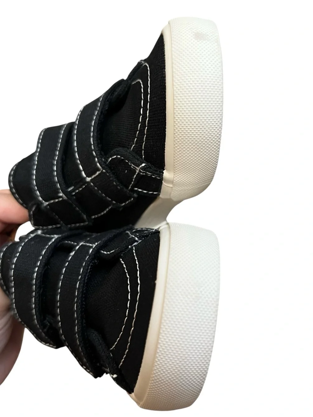 Old Navy Canvas Double Secure Strap High Top Skate Sneakers Black Toddler Size 8